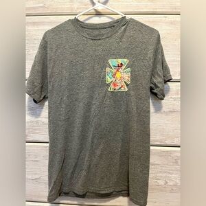 Women’s Gray Cotton Hanes Tee Hand Sewn Cross Floral Patch Size S